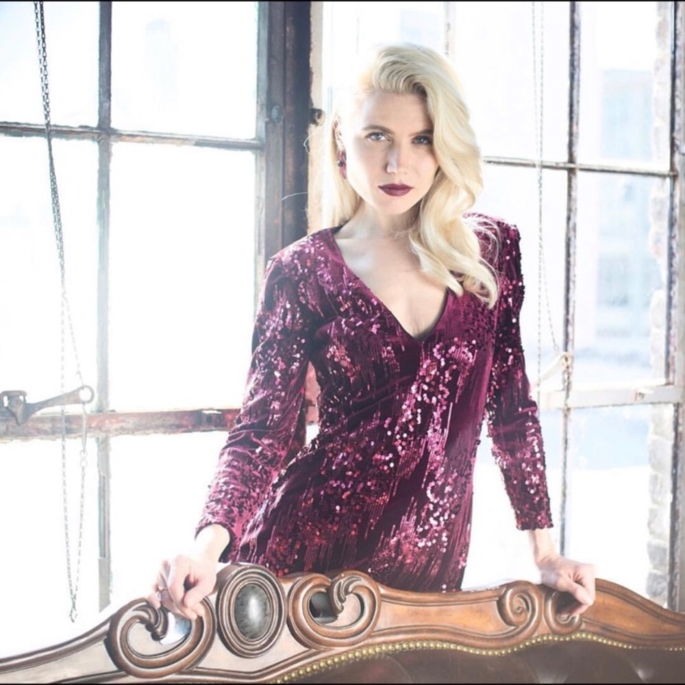 ALEXIA ADMOR Deep Red Sequin Dress Size 2